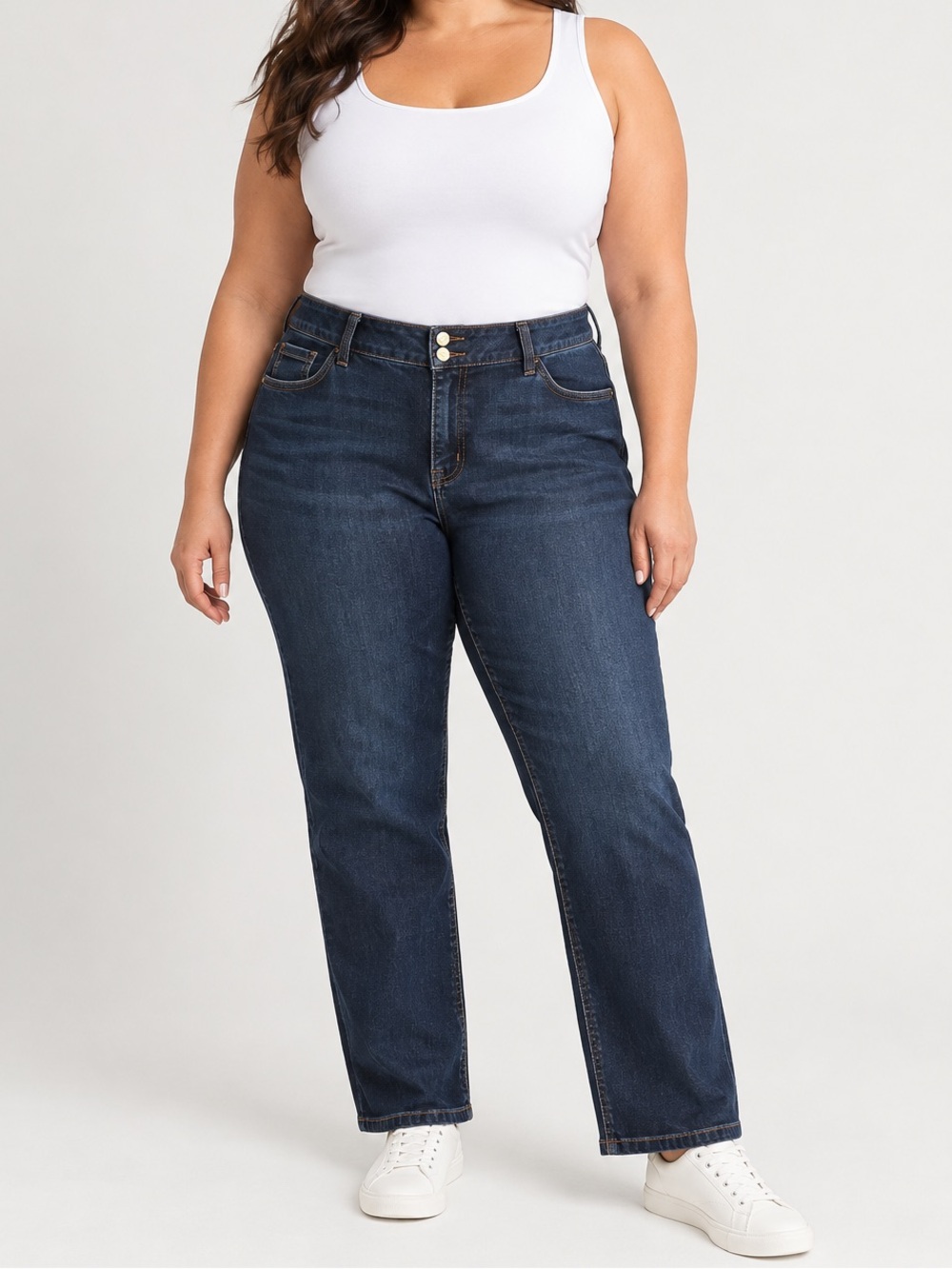 Lane Bryant High Rise Straight Leg Jeans Size 18 Short Dark Wash Tighter Tummy